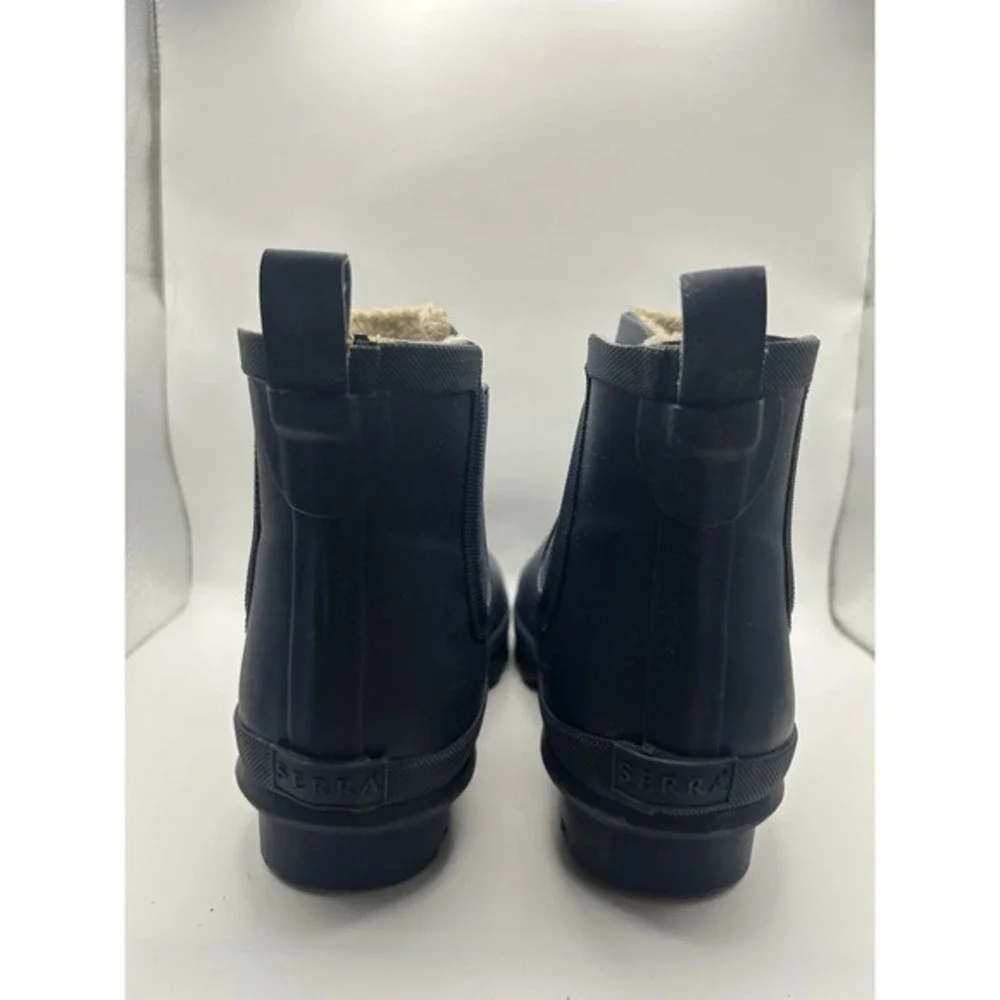 Serra Faux Fur Lined Rubber Boots‎ Navy Blue Women's SZ 10